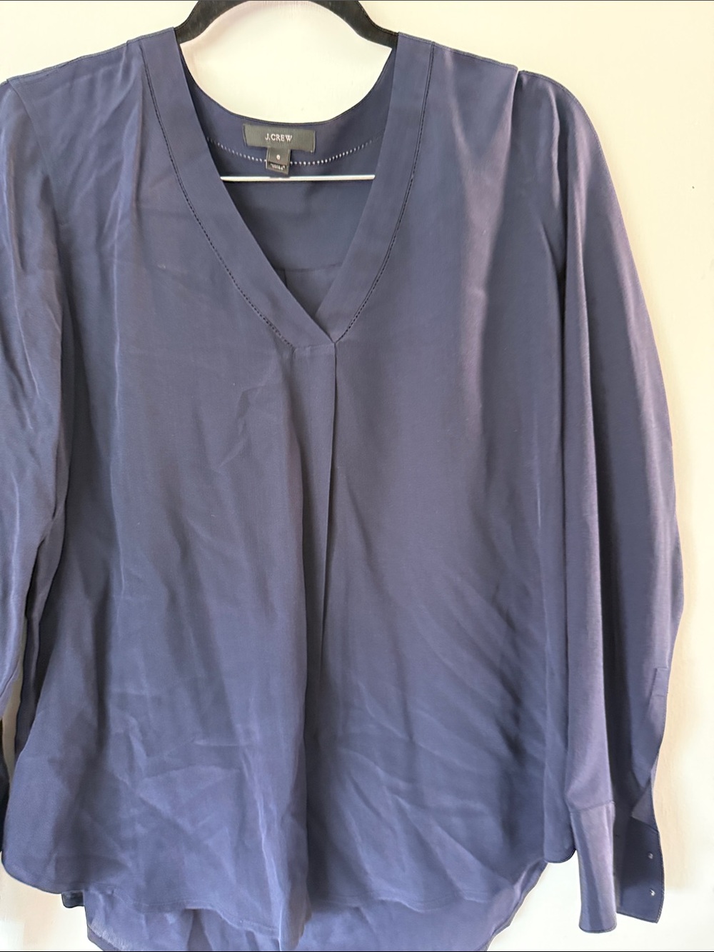 J. Crew Dark Navy V-Neck Long Sleeve Blouse